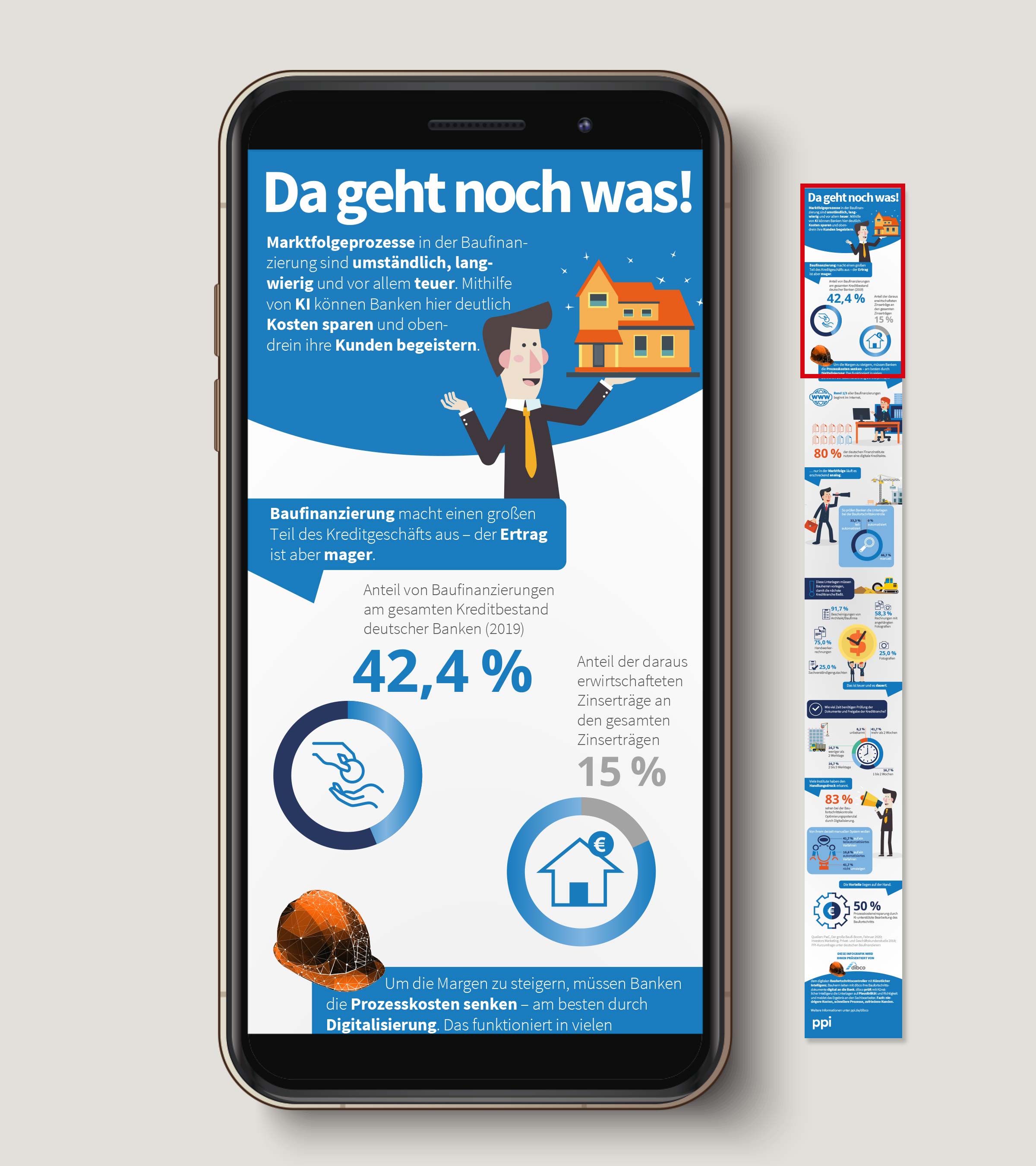 Design einer Scroll-down-Grafik, die sich auch in Einzelbildern nutzen lässt